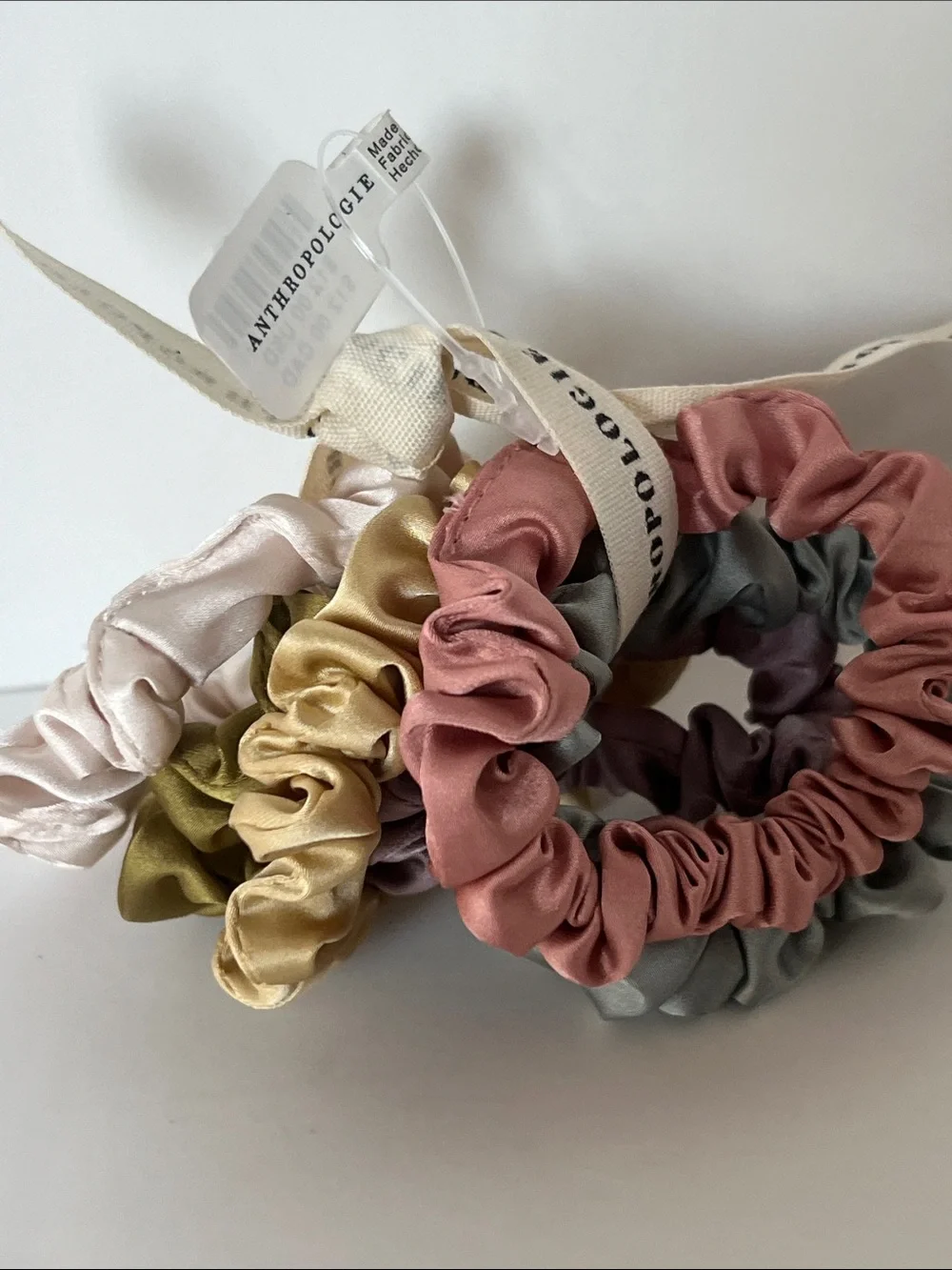Anthropologie Satin Scrunchie Set in Rose, Olive, Gold, Lavender, Blush, Sage